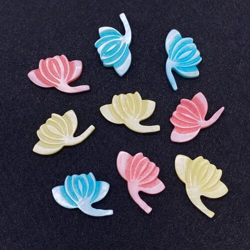 5PCS Natural Shell Carving Lotus Shape Dyed Shell Bead Multicolor Fashion Jewelry Accessories for DIY Earring Necklace Bracelet