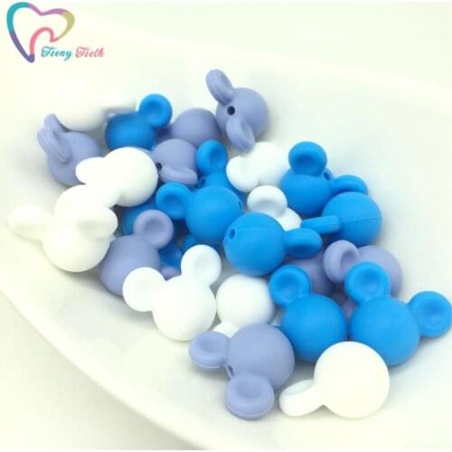 9 PCS Boys Blue Mickey Baby Pacifier Leash Decoration Silicone Teething Beads Baby Pendants DIY Food Grade Soft Smooth BPA Free