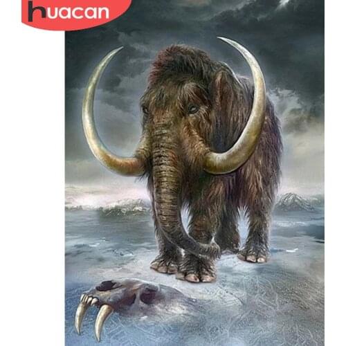 HUACAN Diamond Painting Full Drill Elephant Embroidery Cross Stitch Animal Mosaic Mammoth Wall Stickers Diamond Art