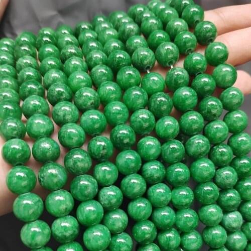 Natural Stone Beads Green Jades 6/8/10/12mm Round Loose Beads for Jewelry Making DIY Bracelet 15'' Beading Handicraft