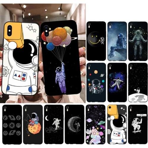 FHNBLJ Moskado Space Astronauts Moon Pattern Phone Case for iPhone 11 12 pro XS MAX 8 7 6 6S Plus X 5S SE 2020 XR cover