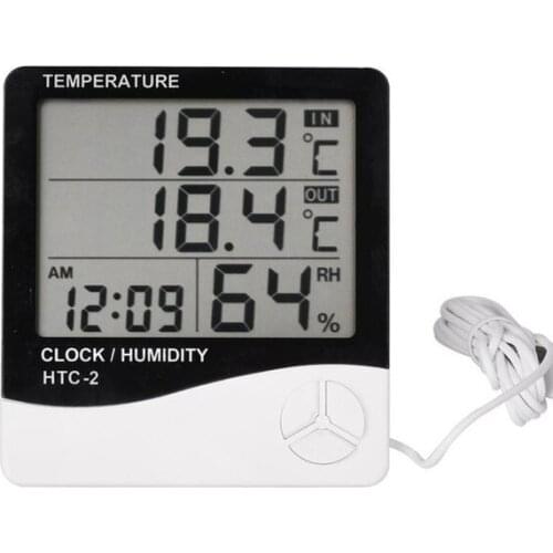 50Pcs/Lot Digital LCD Thermometer Hygrometer Electronic Temperature Humidity Meter Indoor Outdoor Tester HTC-2