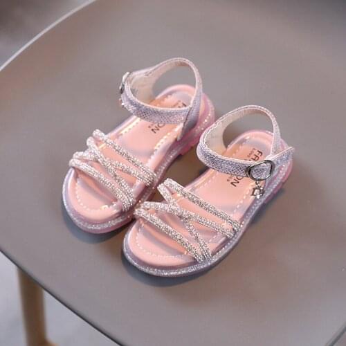 Kids Shoes For Girls New Summer Sandals Children Pearl Beading wedges beach Sandals Enfants School Flat Shoe For Baby EU 26-36