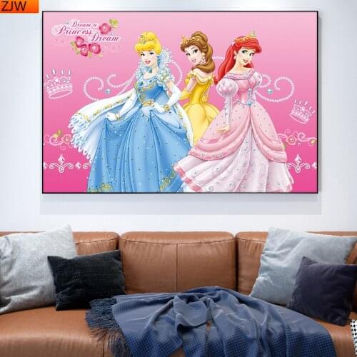 Disney Cartoon Princess Diamond Painting Full Diamond Embroidery Cross Stitch Kits Home Decoration