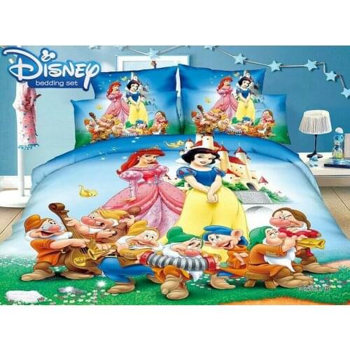 Disney cartoon princess bedding set for kids twin sizes duvet cover sets 3/4pcs girl room decor twin bed clothes pillow case