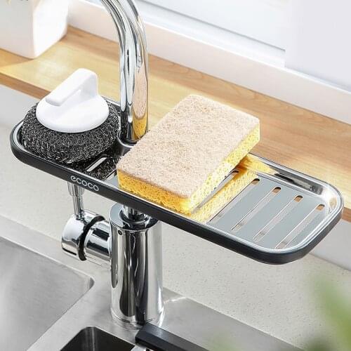 ECOCO Faucet Sponge Soap Drainage Storage Rack Sink Adjustable Dish Cloth Drain Holder Bathroom Kitchen Accessories Organizer