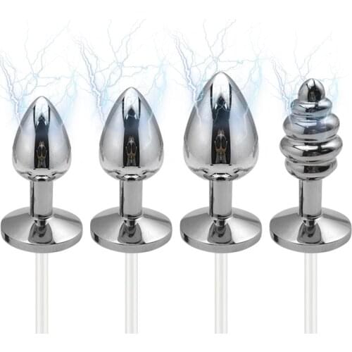 Electric shock Medical therapy small medium large size metal thread anal butt plug electro Power Box Prostate Massager sex toys