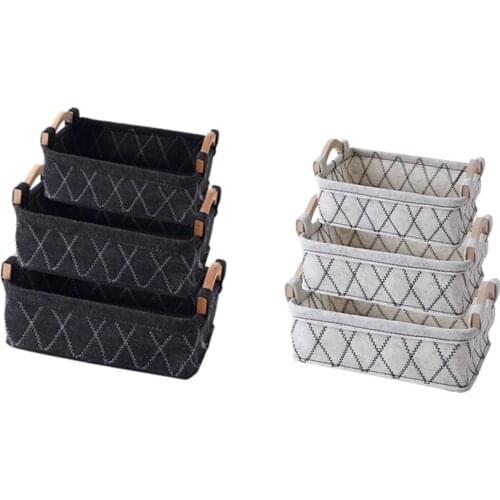 Felt Laundry Box Cotton And Linen Handle Desk Debris Storage Basket Fashion Style Convenience Holder Jewelry Cosmetic Organizer