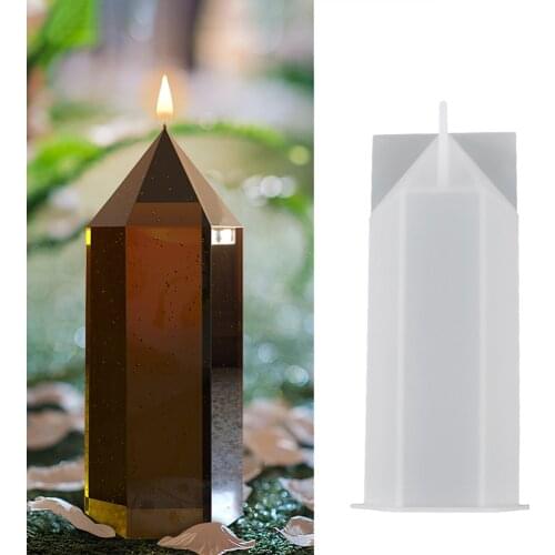 Handmade Candle Mold DIY New Hexagon Cone Diamond Shape Silicone Candle Making Mould Reusable Resin Craft Mould Home Decoration