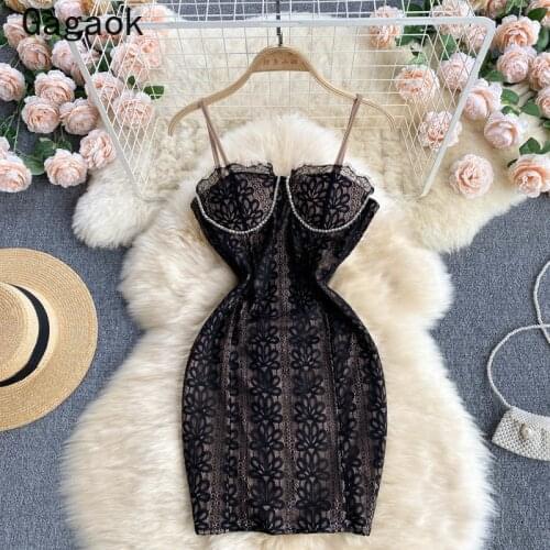 Gagaok Women Cami Dress 2021 Summer New Spaghetti Strap Slash Neck Solid Sleeveless Sexy Dresses Slim Fashion Bodycon Vestidos