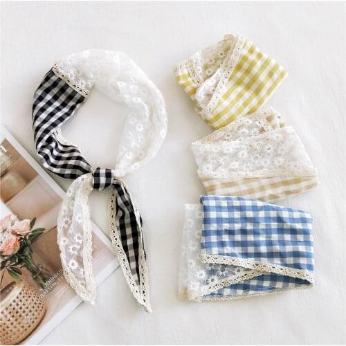 Cotton Patchwork Scarf Embroidered Triangle Wrap Shawl Transparent Lace Bandana Long Scarves Women Scarf Foulard A037