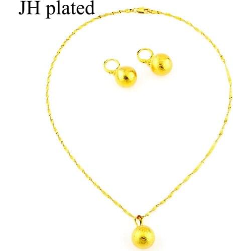JHplated African Fashion Round bead Wedding Jewelry set Dubai Nigerian Womens Necklace Earrings Bride Jewelry Sets for women