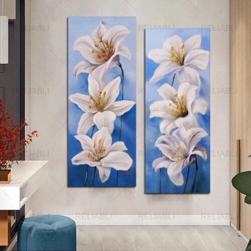 Blue Lily Flower Plant Canvas Painting Print Nordic Living Room Decoration Picture Flowers Floral Poster Wall Art Home Decor