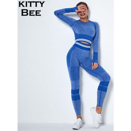 Sport Set Women Outfits Seamless Yoga Set Workout Gym Set Women Tracksuit Long Sleeve Crop Top Sport Leggings Women Gym Clothing