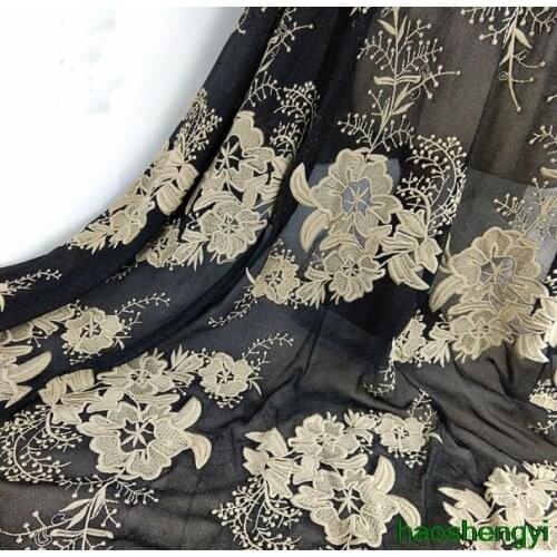 Fine high-density frosted messy embroidered dress clothing lace chiffon surface