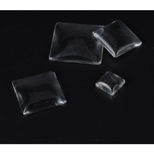 10-20Pcs 10-25mm Square Clear Glass Pendant Settings Diy Glass Cabochon pendant Findings For Necklace Pendant Jewelry Making