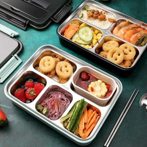 Stainless steel lunch plate childrens compartment lunch box adult leak proof food container kitchen food box portable outdoor