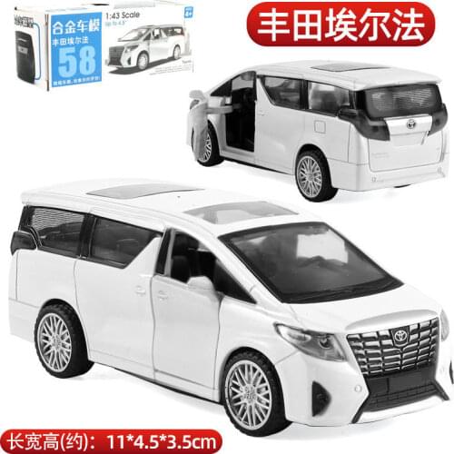 1:43 Scale Diecast Car Model For TOYOTA Alphard Collection Model Pull Back Toys Car - Black / White