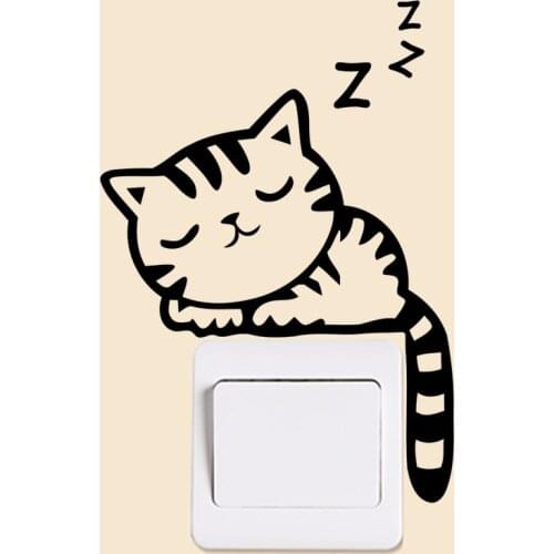 Lovely cute little cat switch stickers 327. home decoration wall decals mural art posters vinyl diy adesivos de paredes 0.0