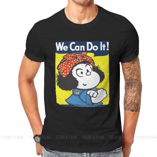 We Can Do It Mafalda Quino Comics Manga Girl Tshirt Top Cotton Oversized Ofertas Mens Clothes Casual Men T shirt