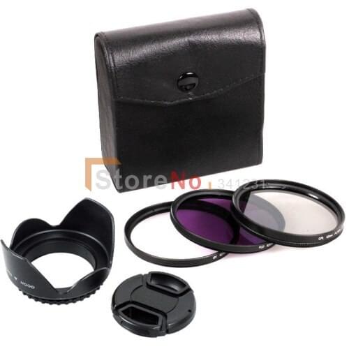 6 in 1 77MM Filter kit UV ultraviolet FLD CPL circular polarized Lens Hood + Len Cap for DSLR camera