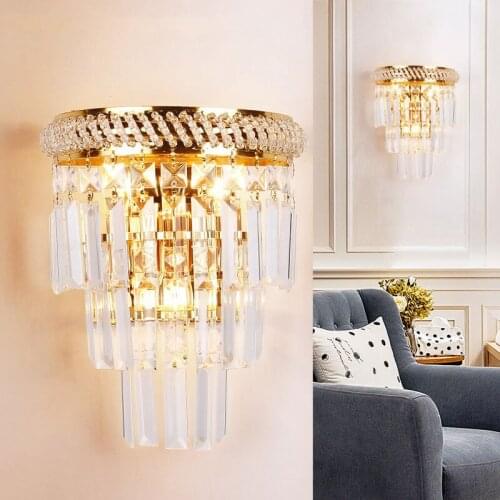 Gold Crystal Wall Lamp Modern LED Sconce Wall Lights for Home Decor Living Room Bedroom Bathroom Lighting Indoor Corridor Lamps