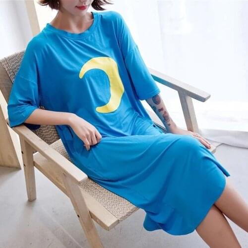 Large size 8XL 8ust 144cm Summer Modal Nightgown Women Long Sleepwear Short Sleeve Soft Comfortable Casual Home Dress