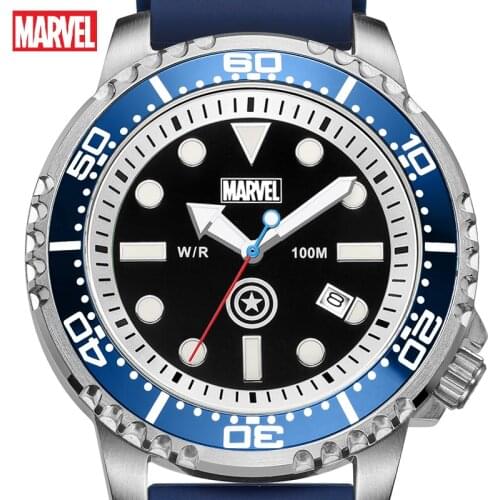2021New Disney Marvel Official Mens Fashion Watches 10Bar Business Stainless Steel Silicon Belt Quartz Clock Relogio Masculino