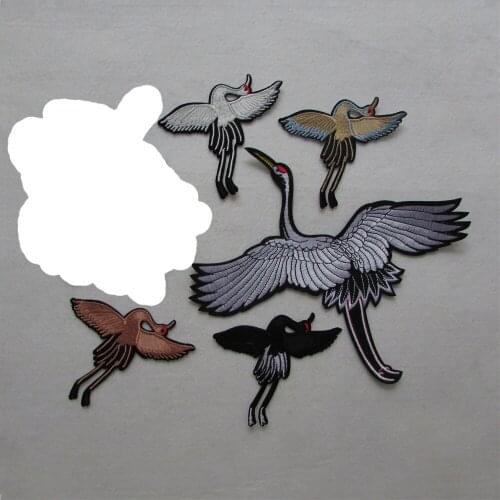 New different crane patches Iron On Patches Badge Embroidered Applique Sewing Patch Clothes Stickers Garment Apparel Accessories