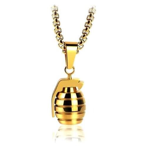 Necklace For Men Male Gift Hip Hop Jewelry Gift Punk Grenade Pendant Chain