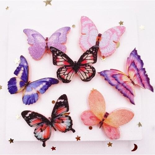 New 10PCS Felt Fabric Glitter Paillette Colorful Butterfly Applique Wedding DIY Sewing Patch Hair Clip Accessories DIY Craft E29