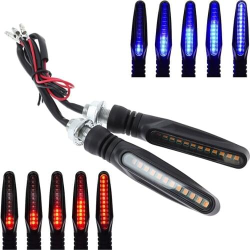 1pc Motorcycle Turn Signals LED Light E24 Flowing Water Blinker Flashing Indicator Bendable Tail Stop Signal for Honda/Kawasak