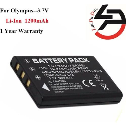 High Quality 1200mAh New Replacement Battery For Olympus FNP-60 SLB 1137 FNP-30 K5000 D-Li2 Li-20B M603 F601 F410 SLB-1137