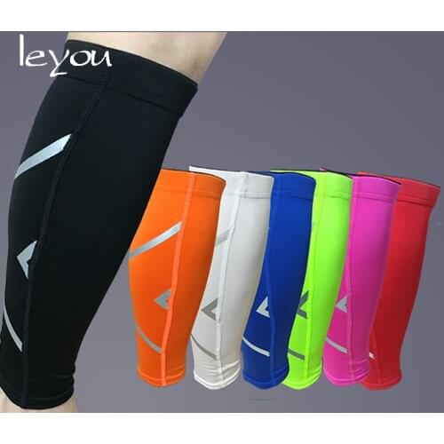 Leyou Reflective Compression Sleeves for Legs Calf Elastic Sleeve Running Legs Warmers Calf Support Compression Knee Sleeve