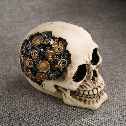 Halloween Decorations Terror Funny Spoof Creative Small Resin Gear Crow Indian Style Skull Model Party Holiday DIY Crafts
