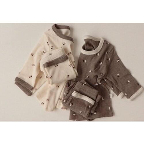 Korean Style Spring Autumn Newborn Baby Girl Boys Clothes Suit Toddler Baby Girl Boys Pajamas Set T-shirt+Pants+Hair Band