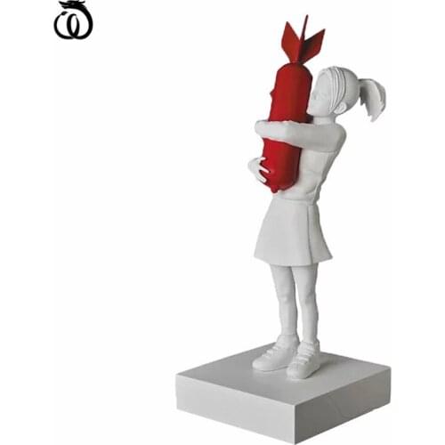 WU CHEN LONG Bomb Hugger Sculpture Bomb Girl Art Resin Statue Creative Home Decor Modern Figurines Gift Desktop Decoration R6121