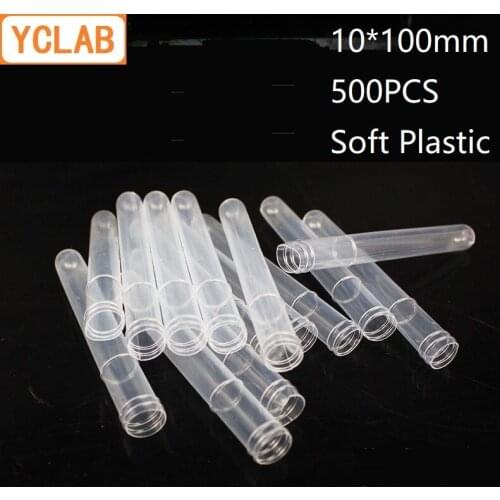 YCLAB 500PCS 10*100mm Disposable Test Tube PE Soft Plastic Laboratory Chemistry Equipment