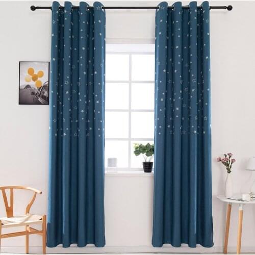 Blackout Curtain Fluorescent Stars Simple Shading Modern Window Tulle Blinds Backdrop Curtains for Living Dining Room Bedroom