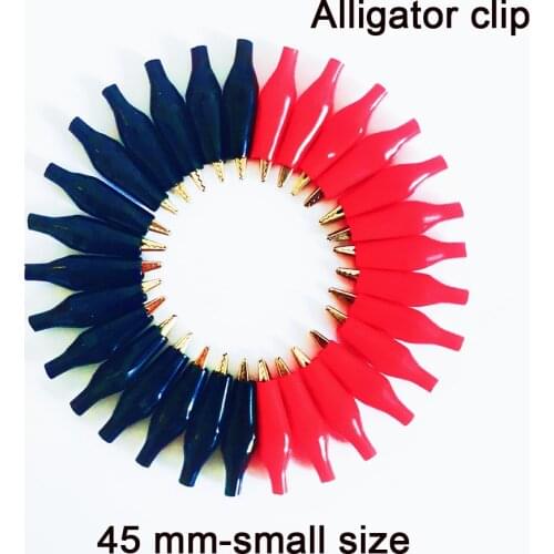 45mm Crocodile Clip 10pcs/lot G98 Electrical Clamp for Testing Probe Meter Black and Red with Plastic Boot Metal Alligator Clip