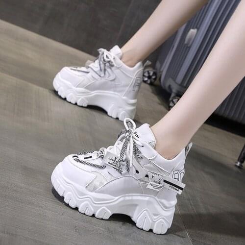 2021 Sneakers Women Platform Shoes Fluorescent Strip Chunky Sneakers Women Casual Breathable Ladies Sport Shoes Basket Femme