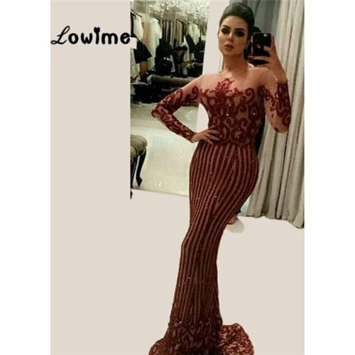 Mermaid Evening Dresses Kaftan Dubai Long Sleeves Arabic Sparkly Fabric Party Dress Robe De Soiree Abendkleider 2018 New Custom