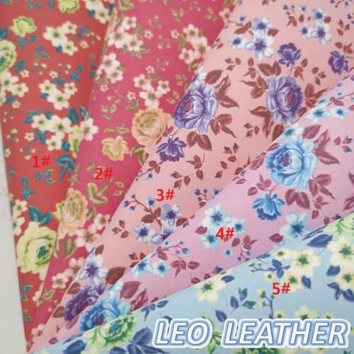 1PCS 21x29cm A4 SIZE Synthetic Leather, PU Leather with Printed Flowers and Dots For DIY Accessories R234