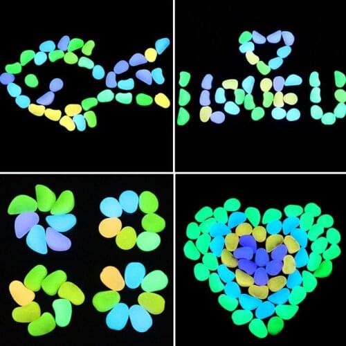 100/200/300/400/500Pcs Garden In The Dark Glowing Artificial Pebbles Glowing Garden Walkway Rockery Garden Path Lawn Decoration