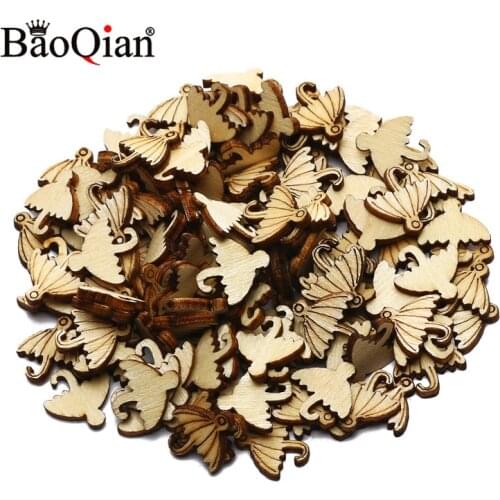 100pcs DIY Natural Wooden Chip Small Umbrella Ornaments Craft Kids Gifts Scrapbooking Wood Art Home Decorations 12x12mm