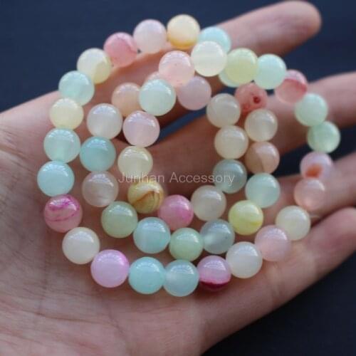 15.5" Stone Beads Round 4 6 8 10mm Colorful Stone beads Pink Green Mix for jewelry making
