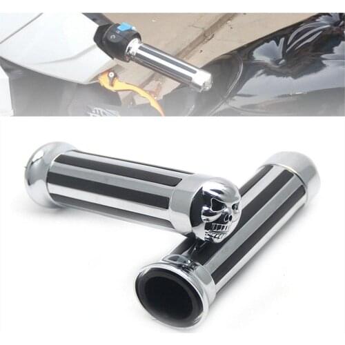 2PCS 22mm/25mm Metal Skull Motorcycle Handlebar Grips Non-Slip Hand Grip for Motorcycles Cruisers