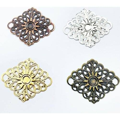20Pcs 40mm Filigree WrapsConnectors Metal Crafts Gift Decoration DIY Findings