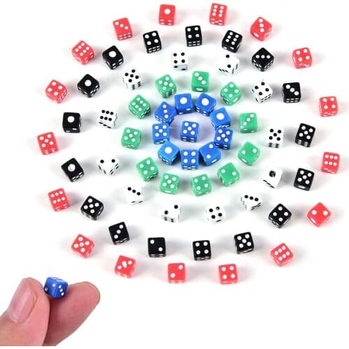 20pcs x Dices Standard 5mm dice set D6 acrylic for Playing Game small dice red,blue,green,white,black