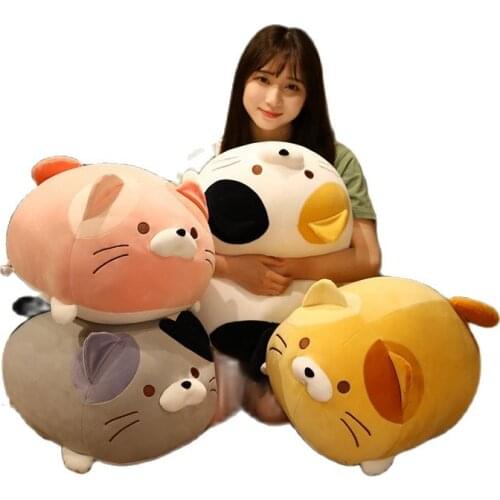 30/50/60cm Fatty Cats Stuffed Doll Lying Colorful Animal Plush Toy Down Cotton Filled Ultra Soft Comforting Children Present
